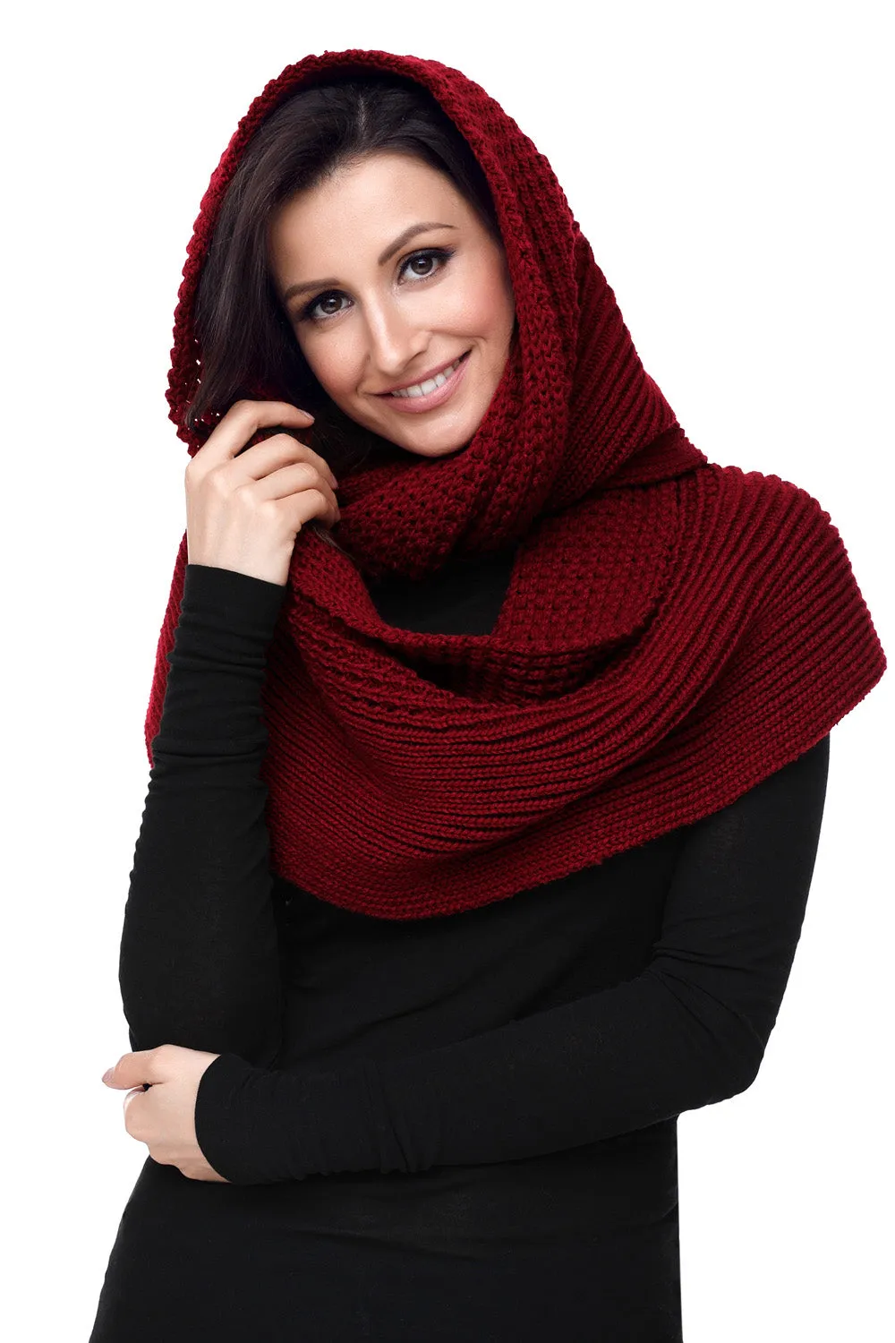 Sexy Burgundy Cable Knit Chunky Scarf