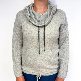Smoke Grey Cashmere Drawstring Hoodie Jumper Large
