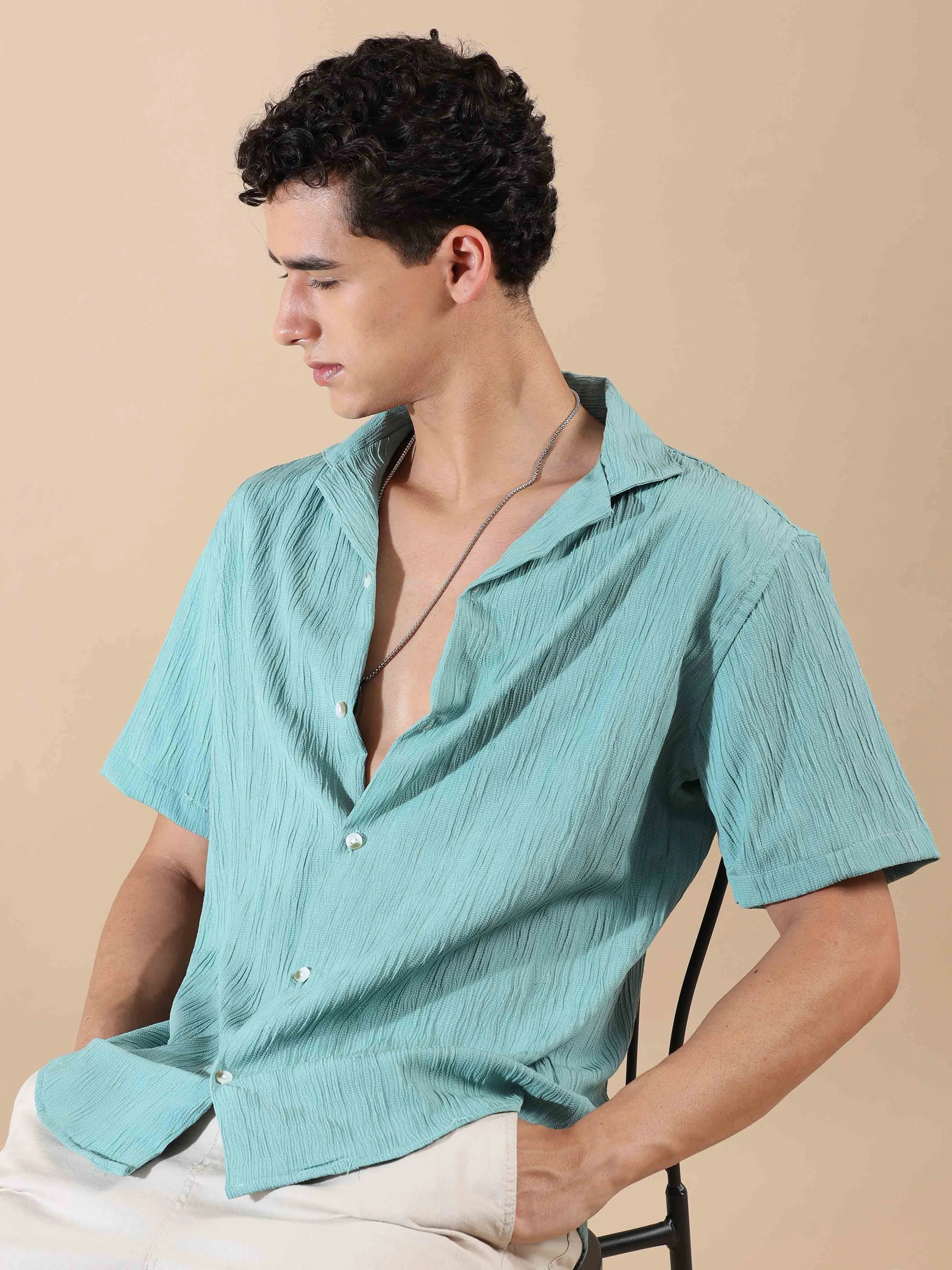 Summer Cyan Opaque Popcorn Shirt
