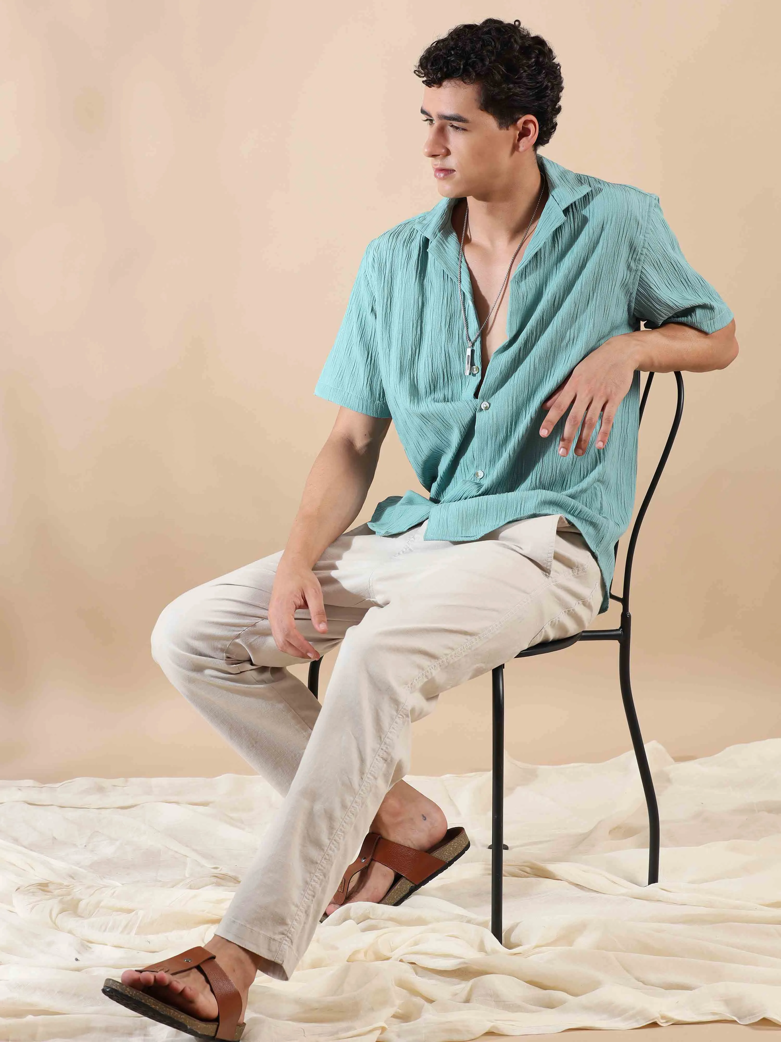 Summer Cyan Opaque Popcorn Shirt