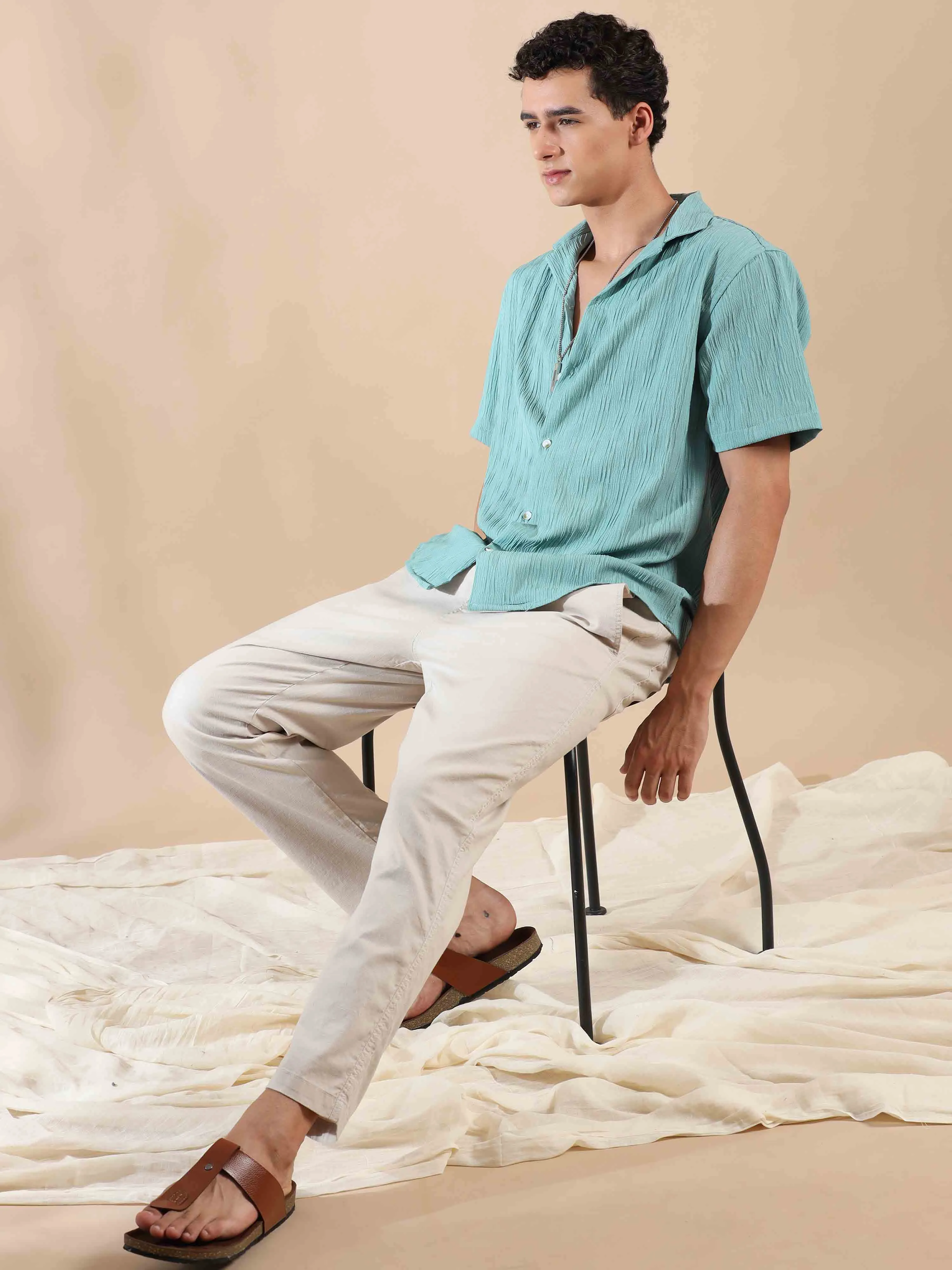 Summer Cyan Opaque Popcorn Shirt