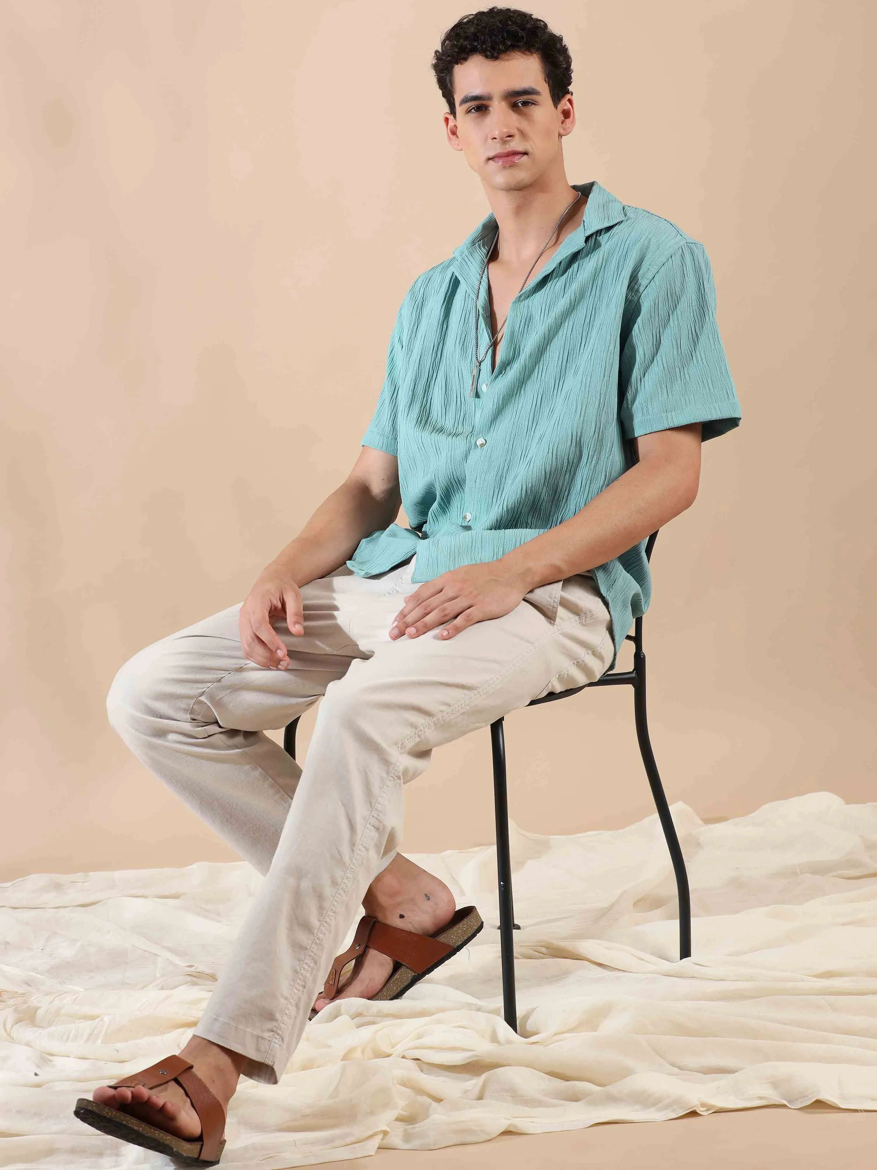 Summer Cyan Opaque Popcorn Shirt