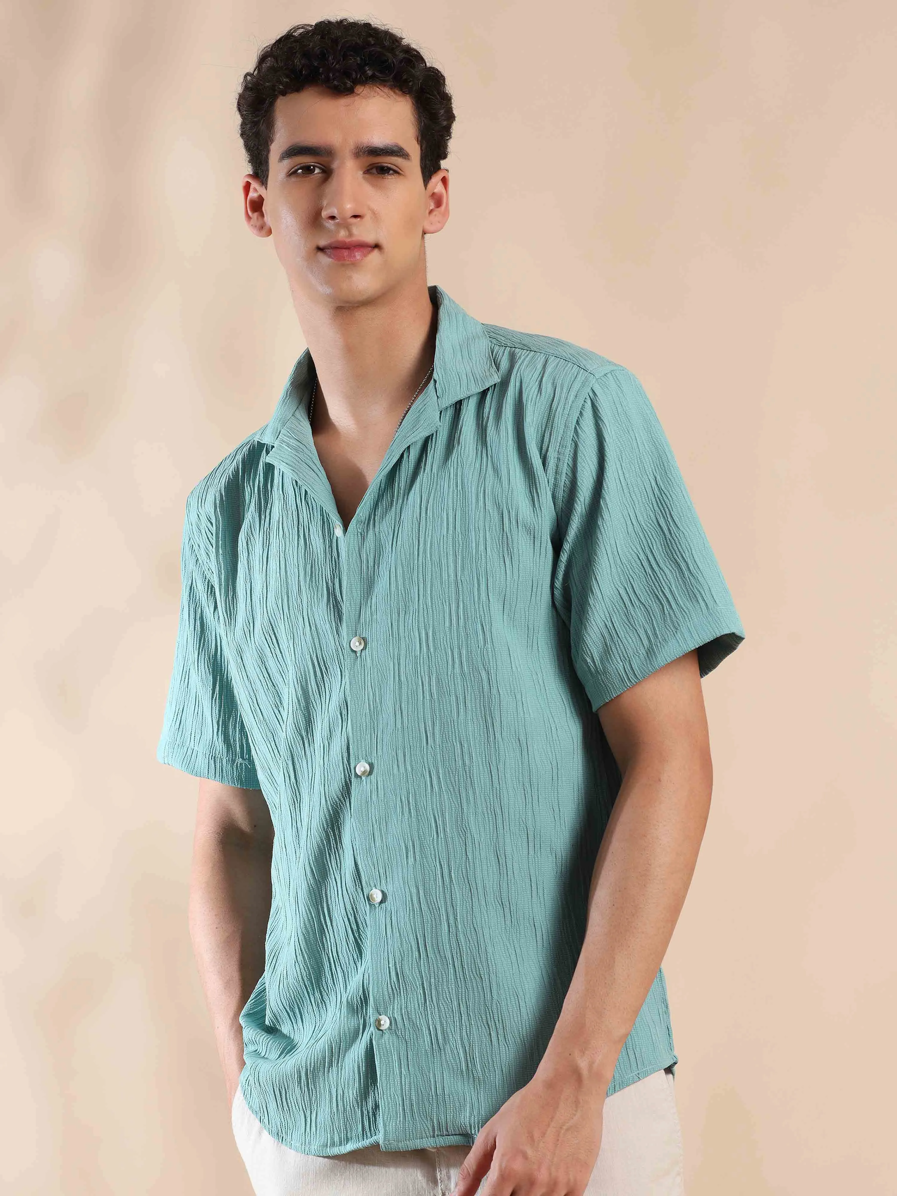 Summer Cyan Opaque Popcorn Shirt