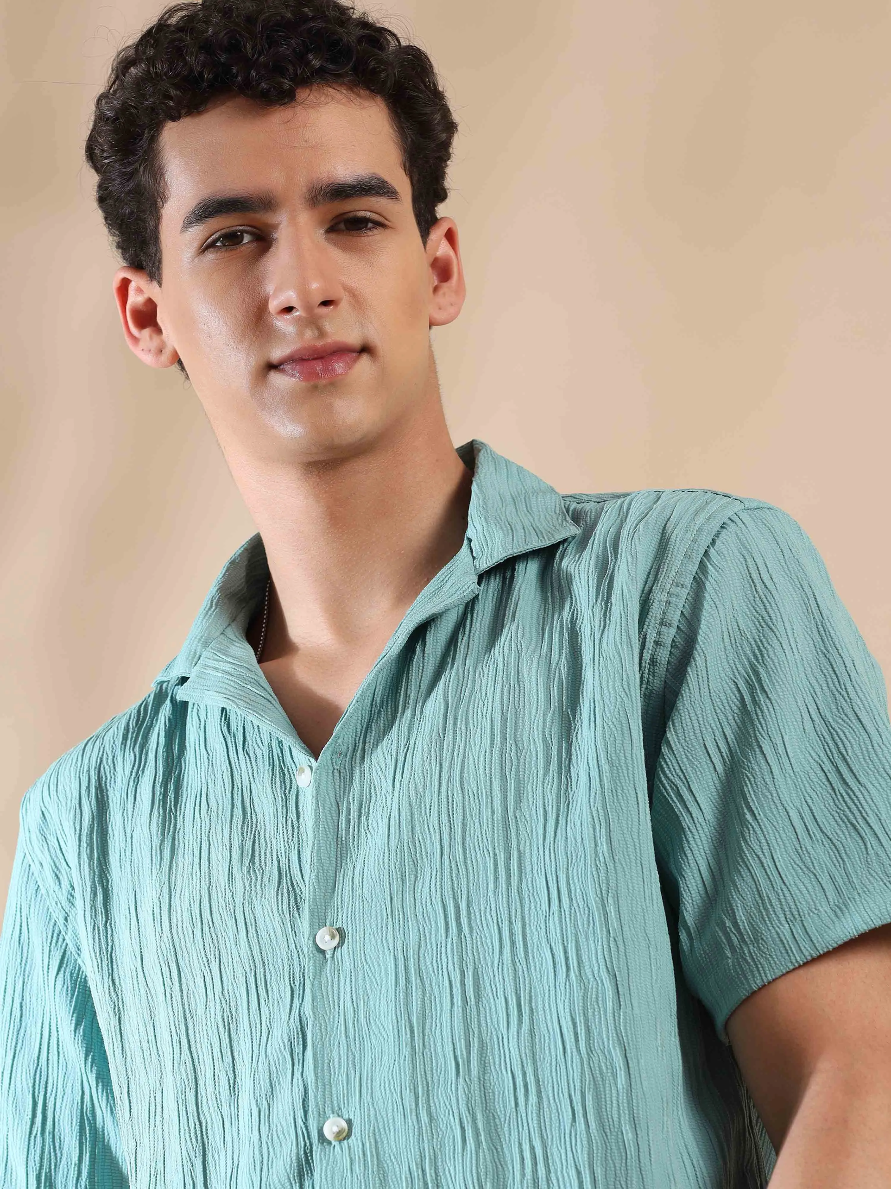 Summer Cyan Opaque Popcorn Shirt