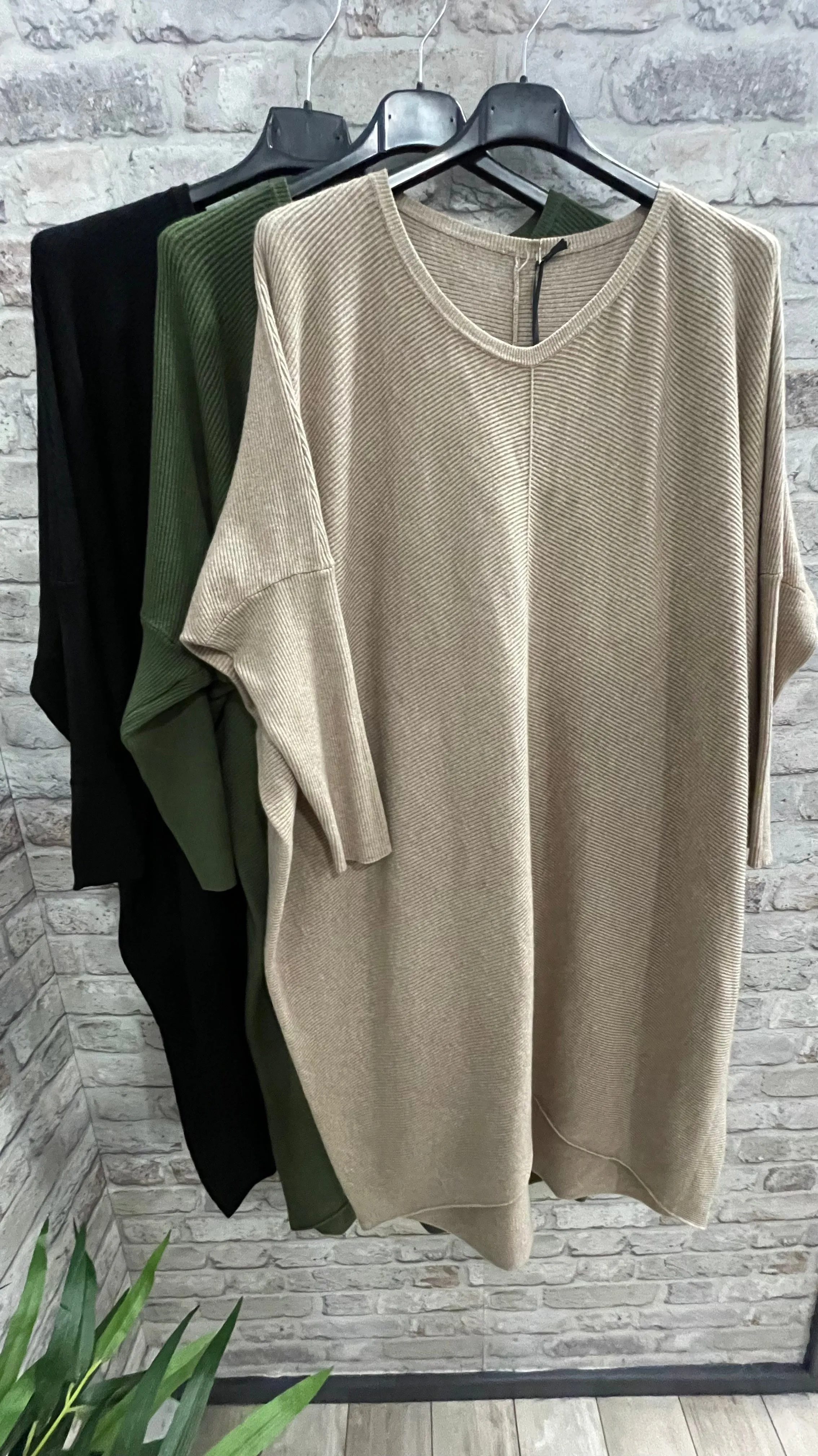 V Neck Longline Jumper Dress