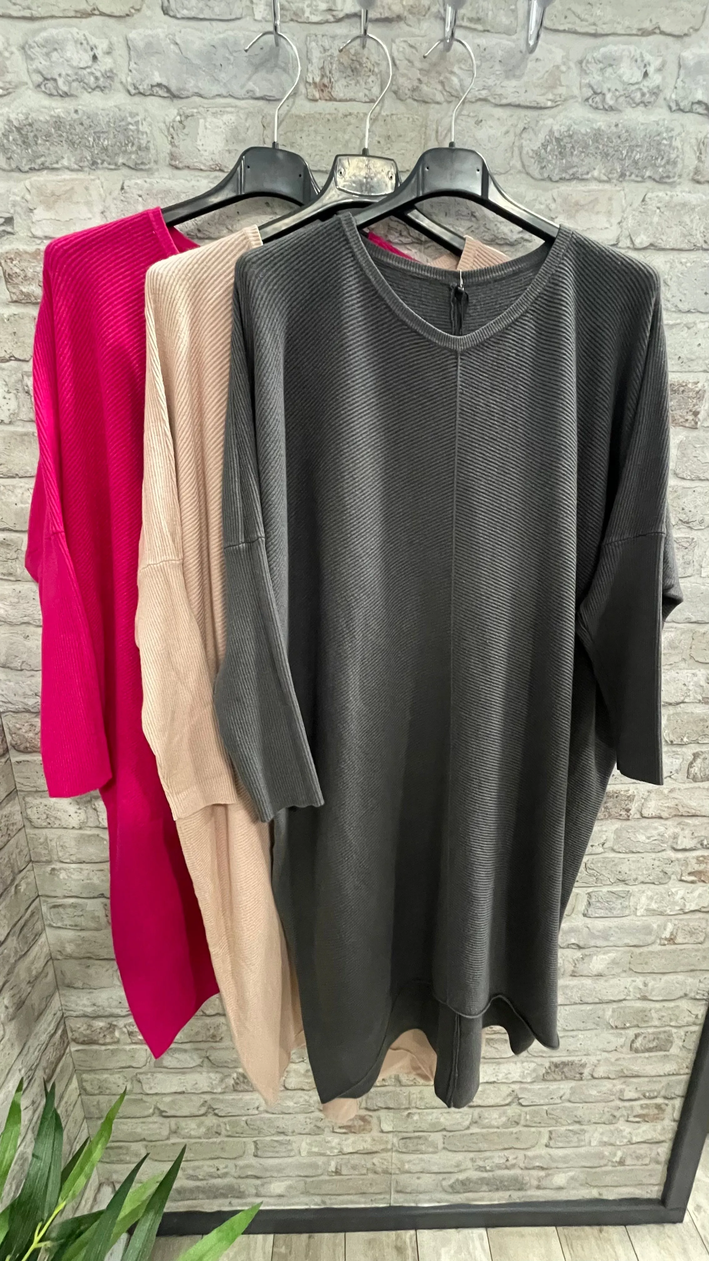 V Neck Longline Jumper Dress