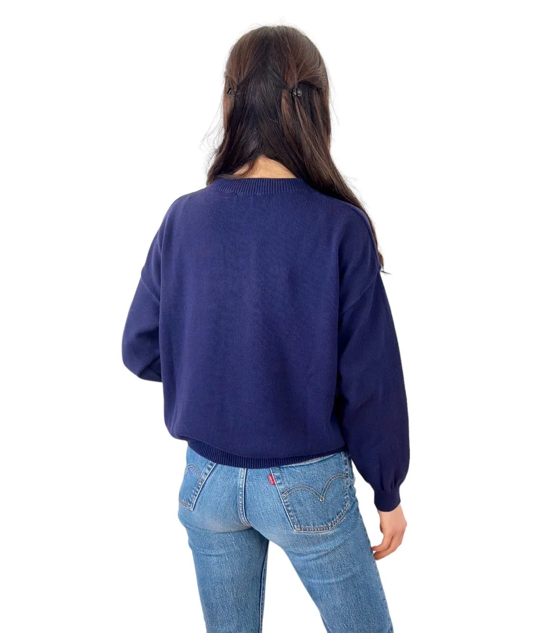 Vicolo blue embroidered logo cotton pullover