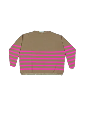 Vicolo camel fuchsia line pullover