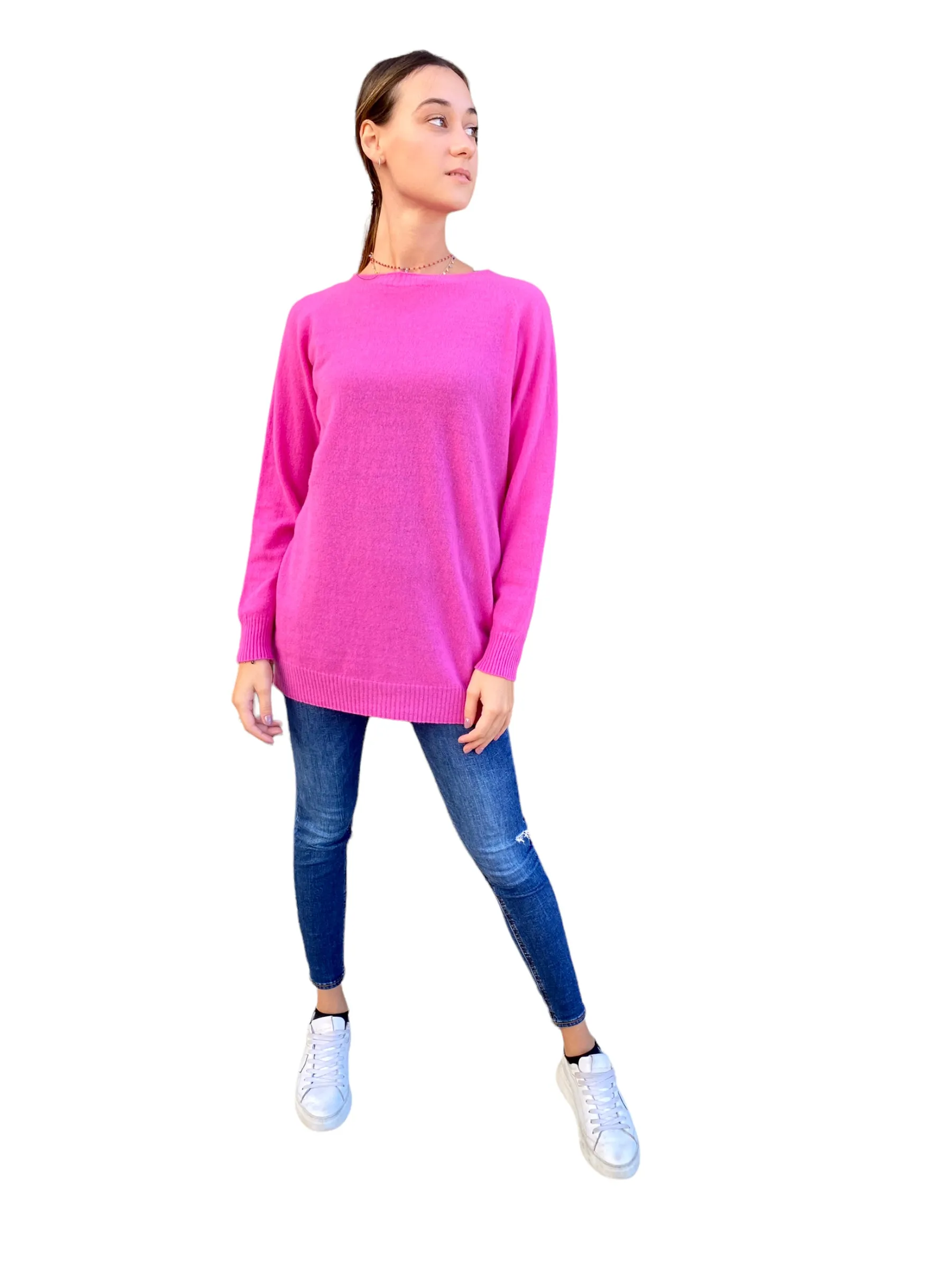 Vicolo long fuchsia cashmere pullover