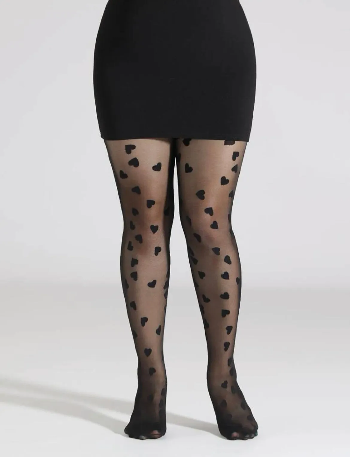 White Plus Size Pantyhose with Hearts