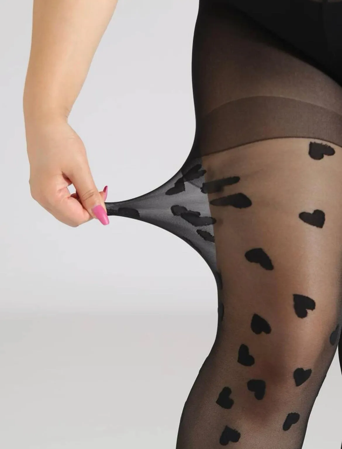 White Plus Size Pantyhose with Hearts