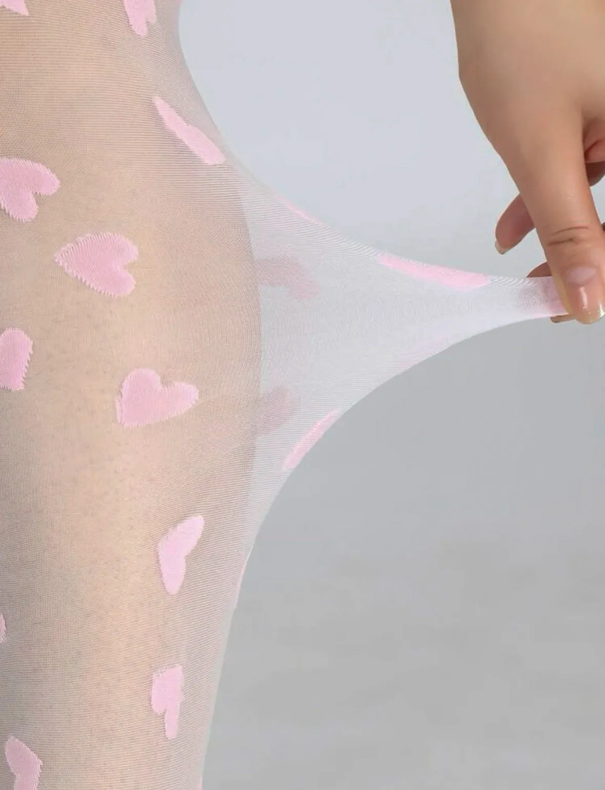 White Plus Size Pantyhose with Hearts