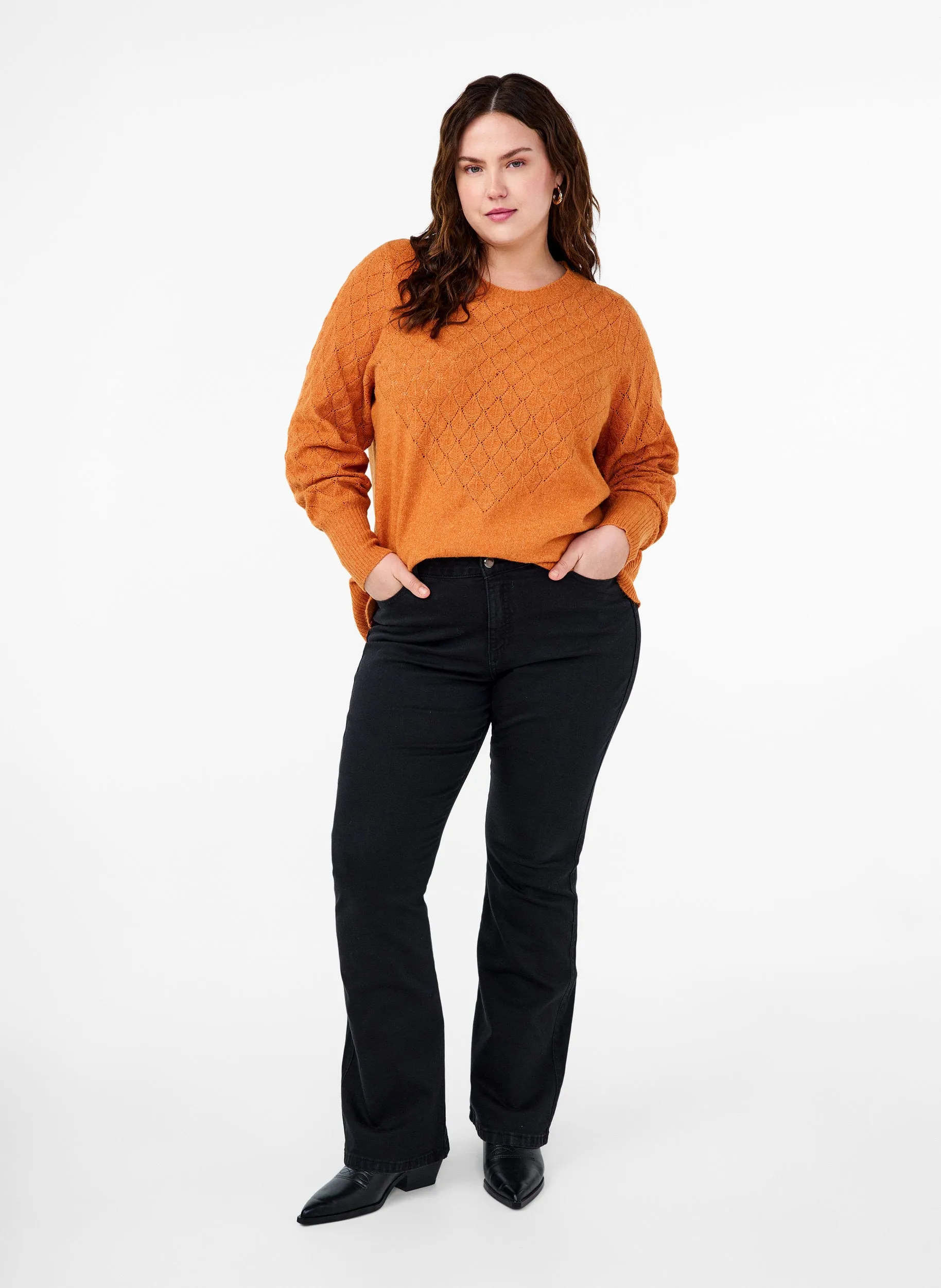 Zizzi Sunny Orange Knit Jumper